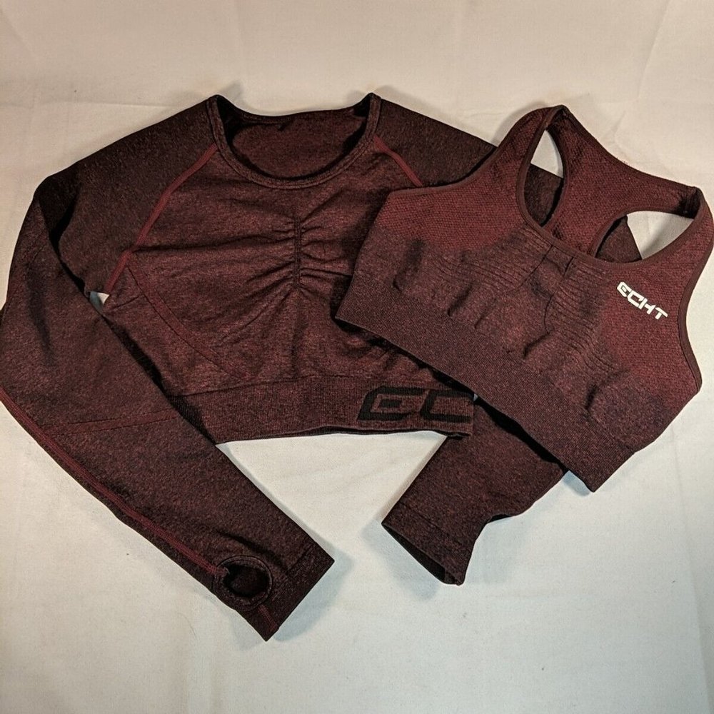 Echt 2 Set Bra Arise Scrunch Long Sleeve Crop Athletic Shirt Women's Small S